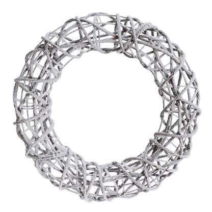 Light Up Snowy Rattan Round Wreath