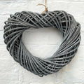 Grey Heart Woven Wicker Wreath