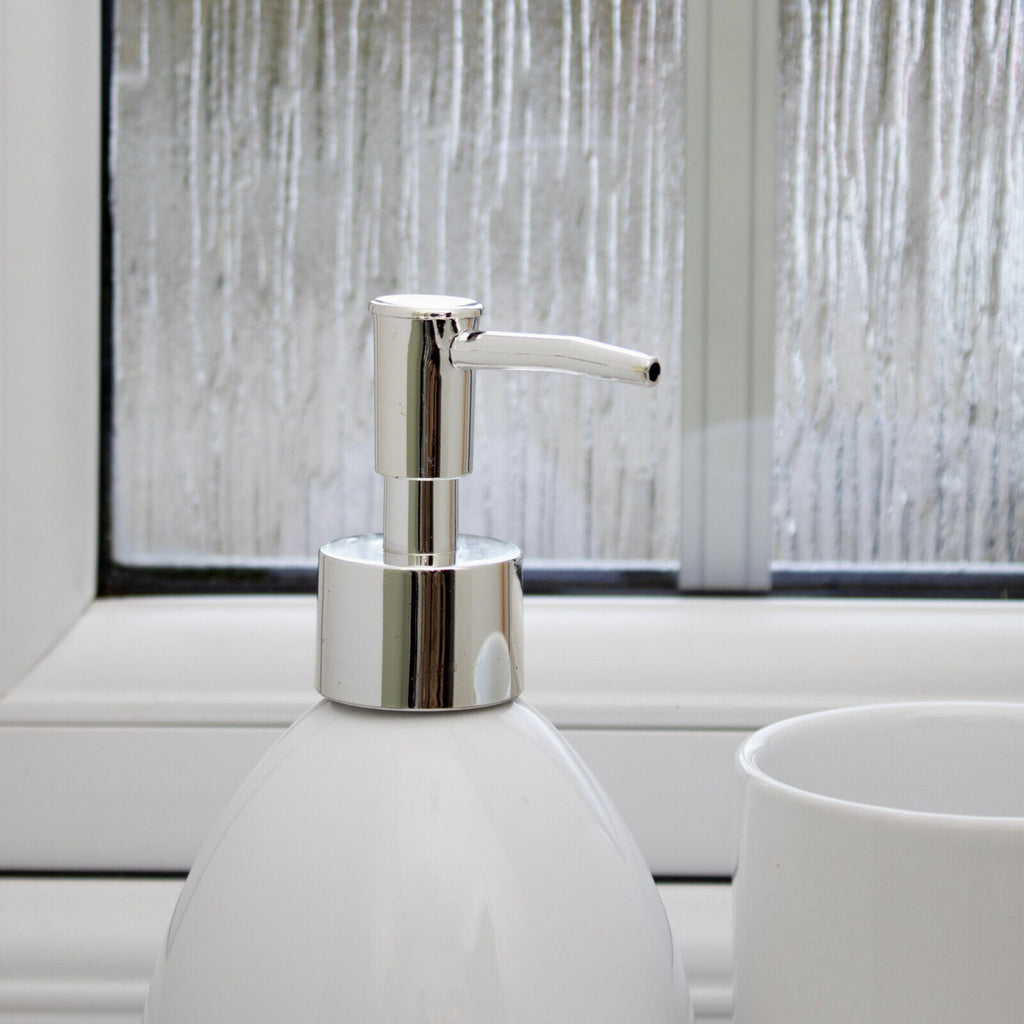 3 Piece White Glossy Ceramic Bathroom Accessory Set