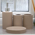 4 Piece Brown Ribbed Ceramic Bathroom Accessories Set