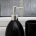 3 Piece Black Glossy Ceramic Bathroom Accessory Set