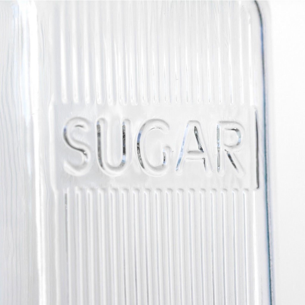 Ribbed Glass Tea Coffee Sugar Jars