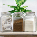Ribbed Glass Tea Coffee Sugar Jars