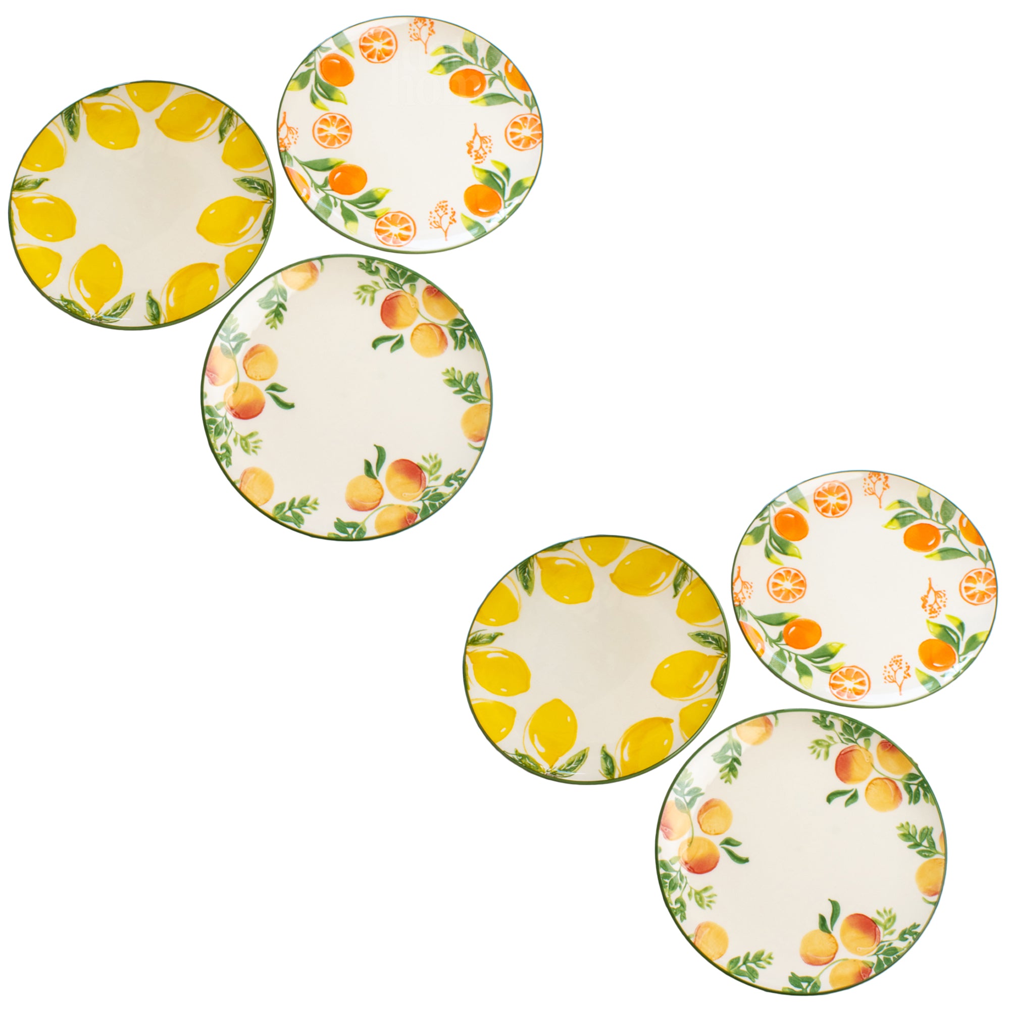 Set Of 6 Summer Fruit Dinner Plates