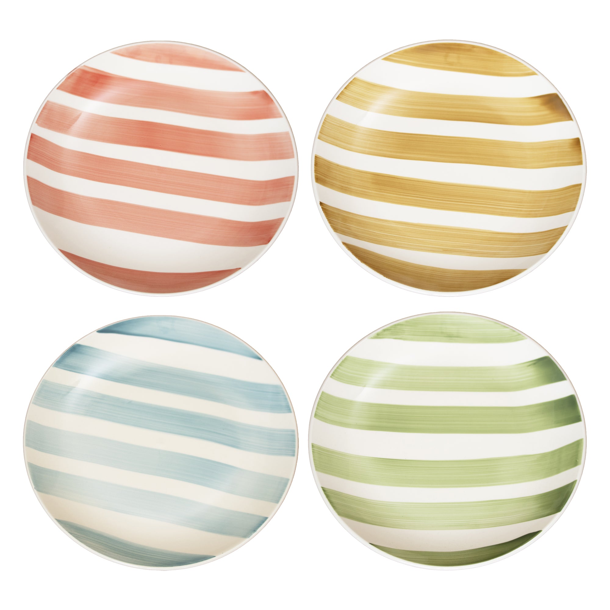 Set Of 4 Colour Stripe Plates