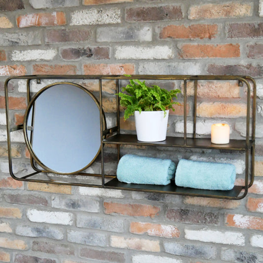 Industrial Gold Wall Unit With Mirror