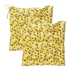 Set Of 2 Yellow Floral Cotton Outdoor Seat Pads