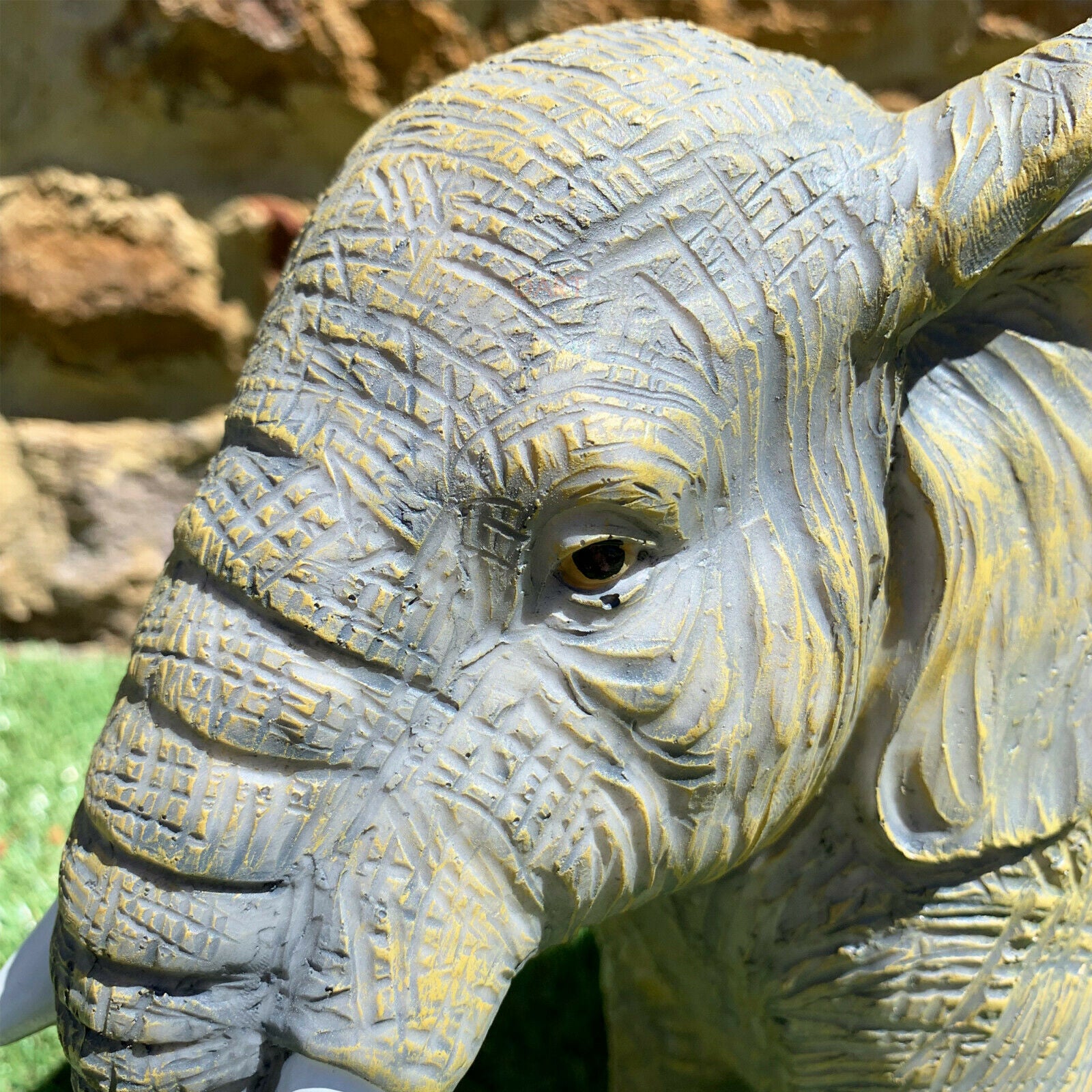 Light Grey African Elephant Garden Sculpture Large