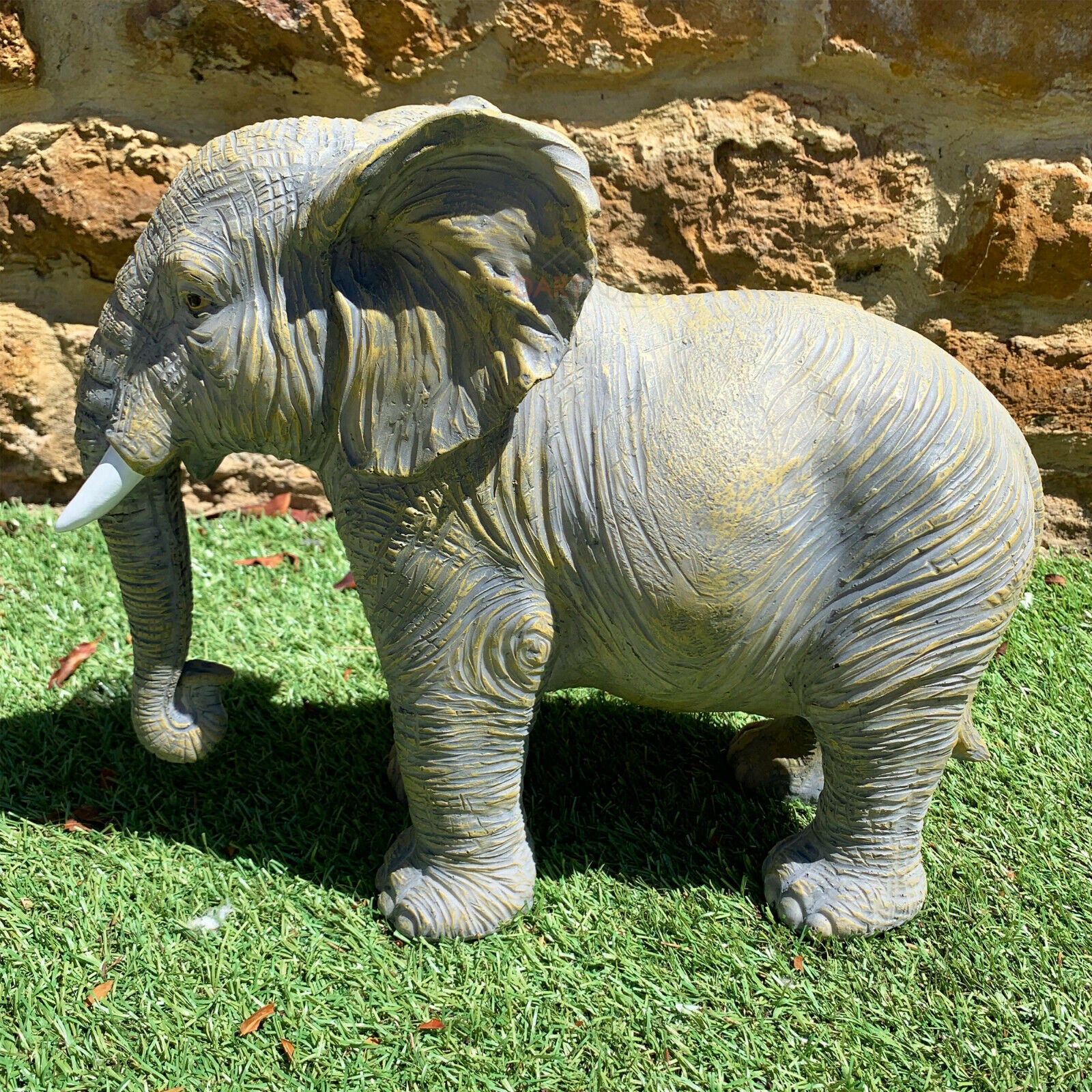 Light Grey African Elephant Garden Sculpture Large