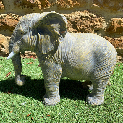 Hellgraue afrikanische Elefanten-Gartenskulptur, groß