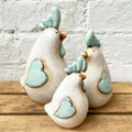 Set Of 3 Ceramic Glazed Chicken Ornaments