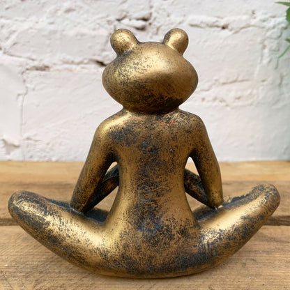 Gold Yoga Frog Ornament 15cm