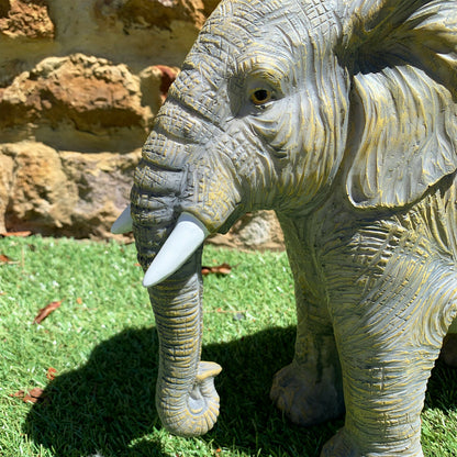 Light Grey African Elephant Garden Sculpture Large