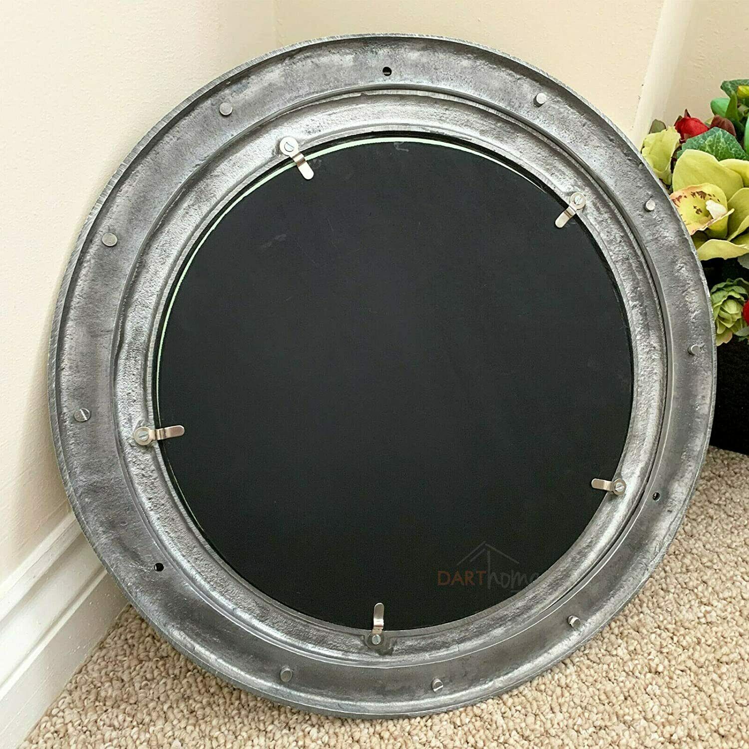 Chrome Studded Porthole Wall Mirror