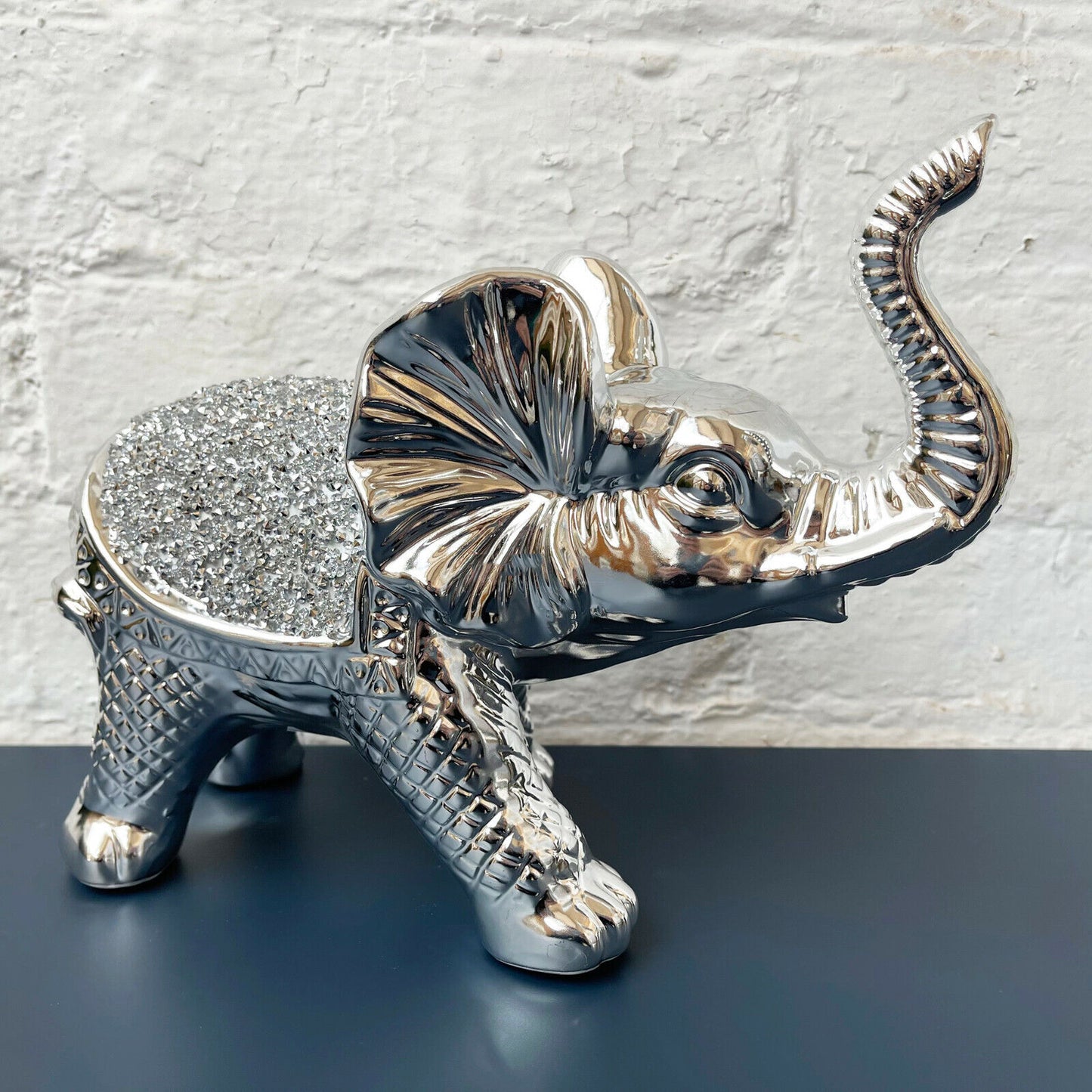 Ceramic Silver Elephant Ornament