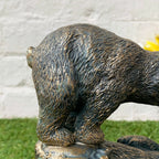 Resin Playful Bear & Cub Garden Ornament