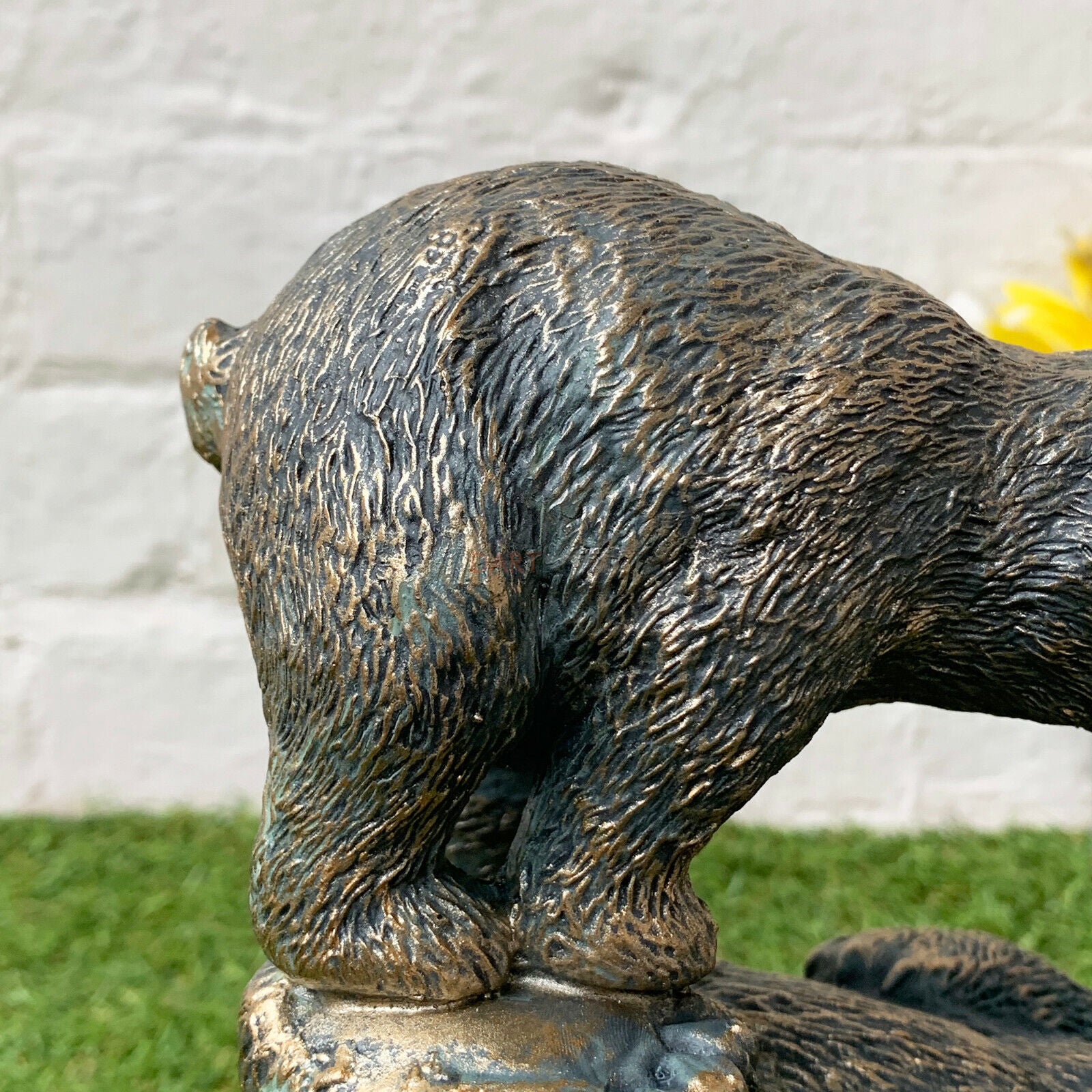 Resin Playful Bear & Cub Garden Ornament