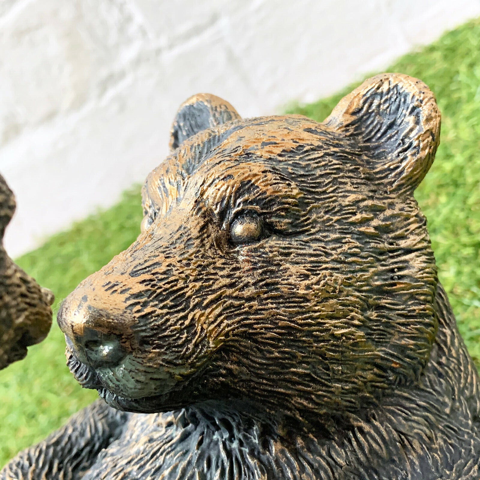 Resin Playful Bear & Cub Garden Ornament