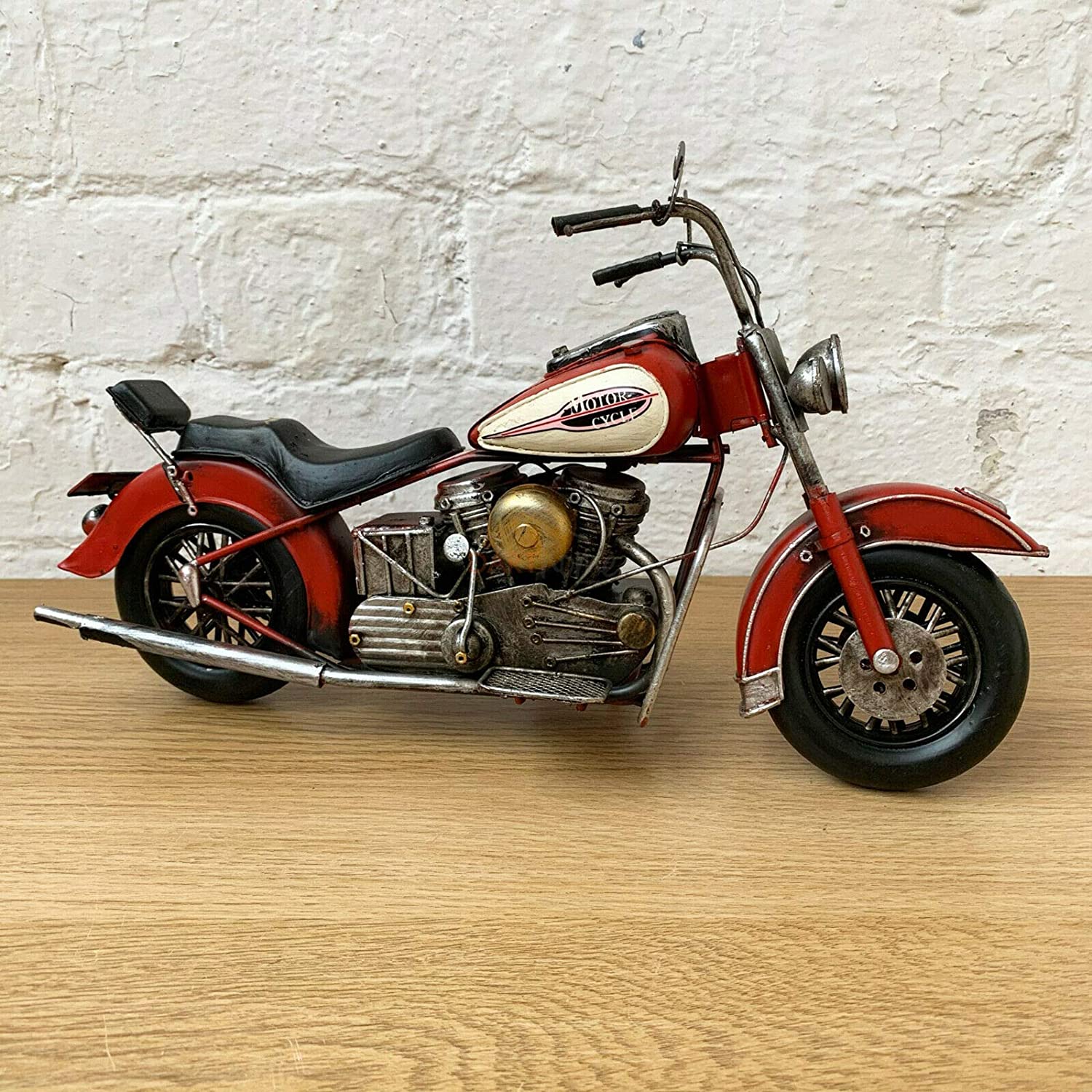 Red Chopper Motorbike Model Ornament