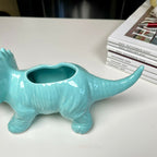 Blauer Keramik-Triceratops-Sukkulenten-Übertopf