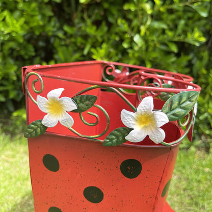 Polka Dot Red Wellies Planter