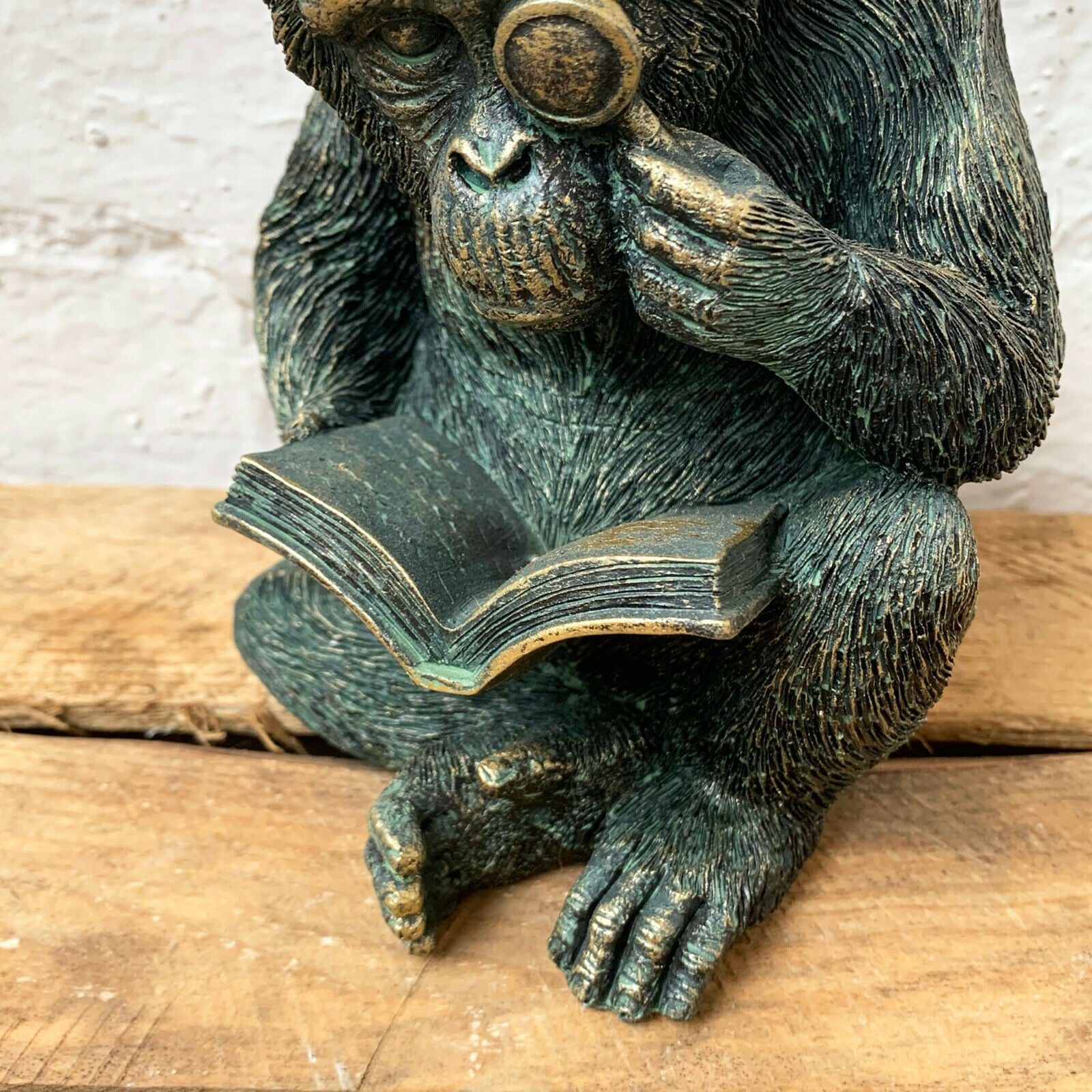 Bronze Resin Studious Ape Bookend
