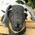 Tartan Grey Sausage Dog Doorstop