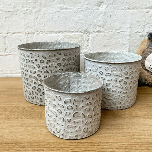 Set Of Metal Leopard Print Plant Buckets