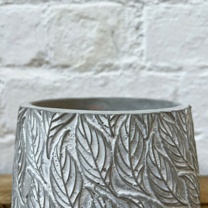 Square Cement Embossed Leaf Pot