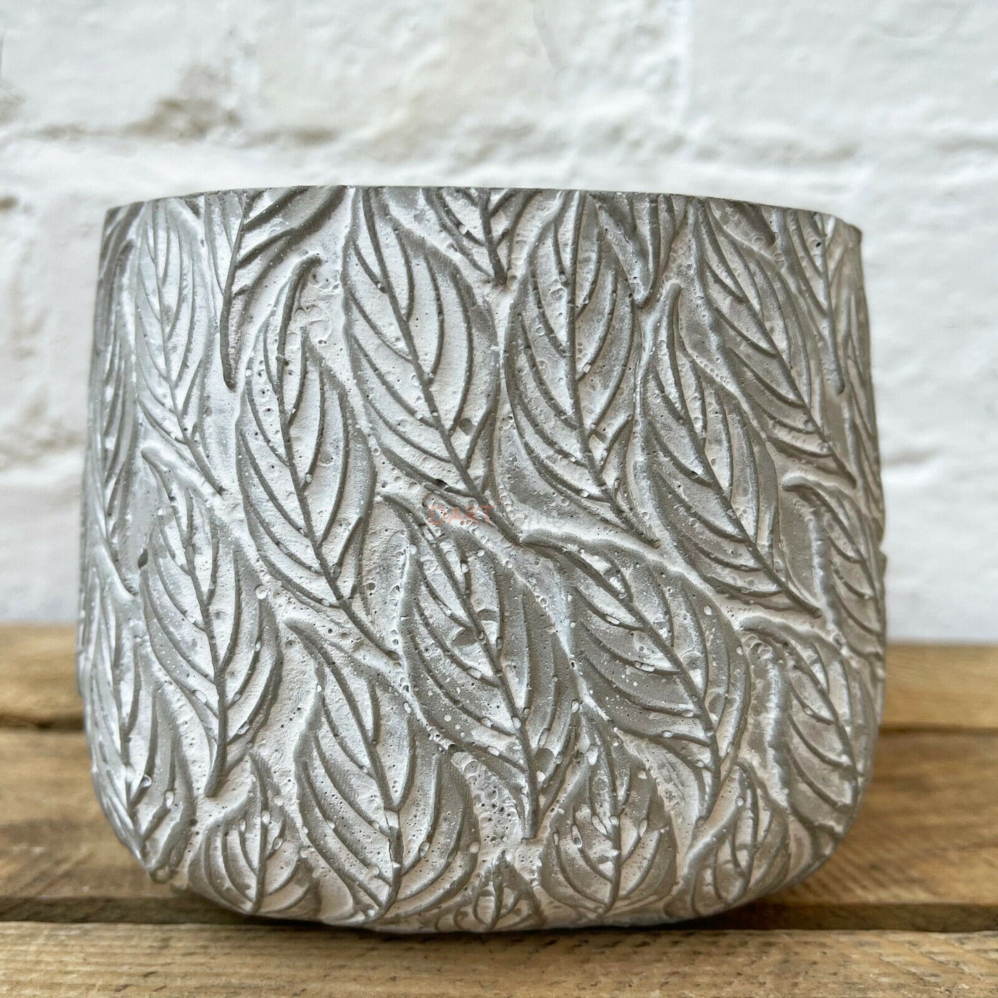 Square Cement Embossed Leaf Pot