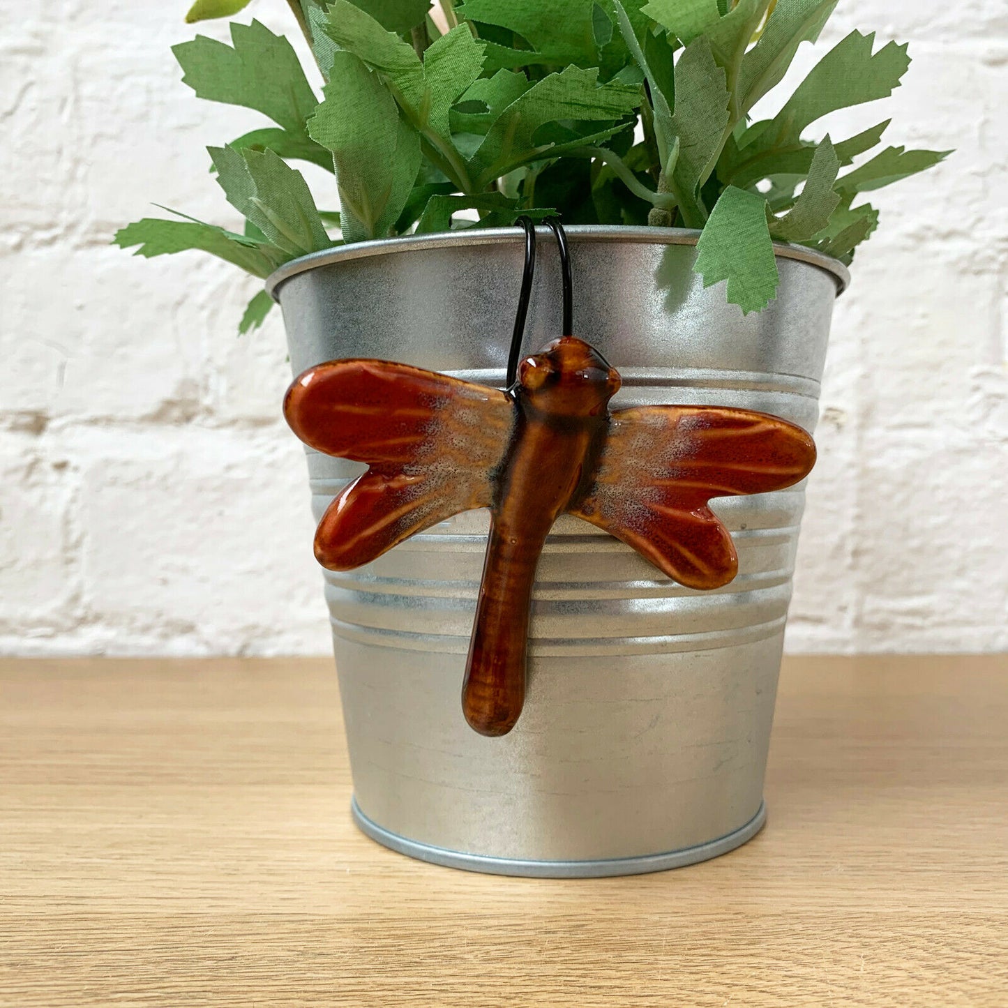 Ceramic Red Dragonfly Pot Hanger