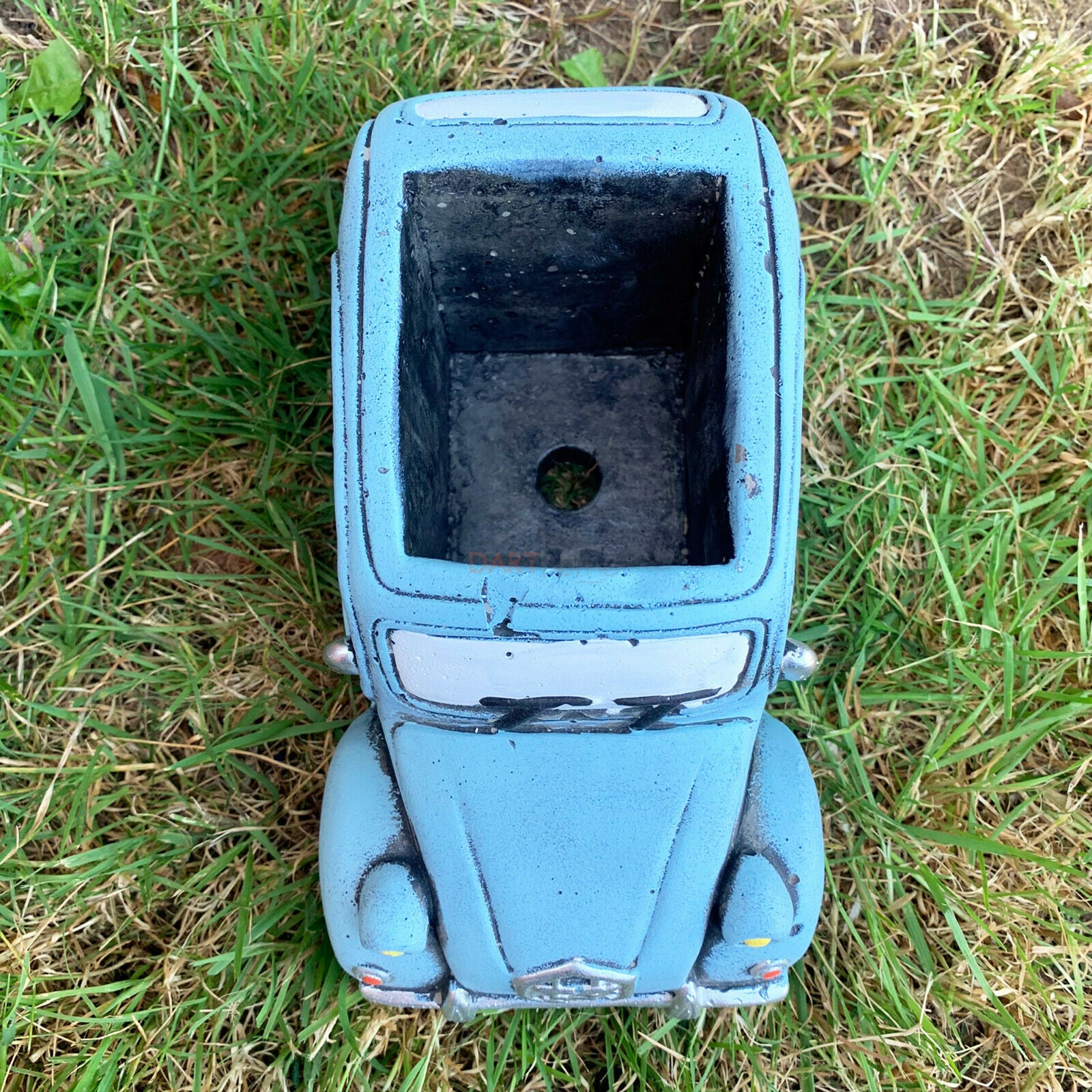 Light Blue French Car Cement Planter