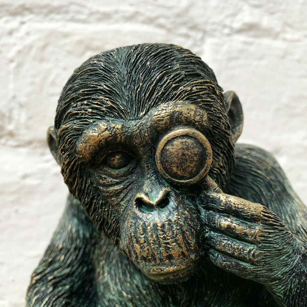 Bronze Resin Studious Ape Bookend