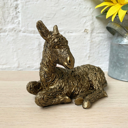 Bronze Lying Donkey Figurine