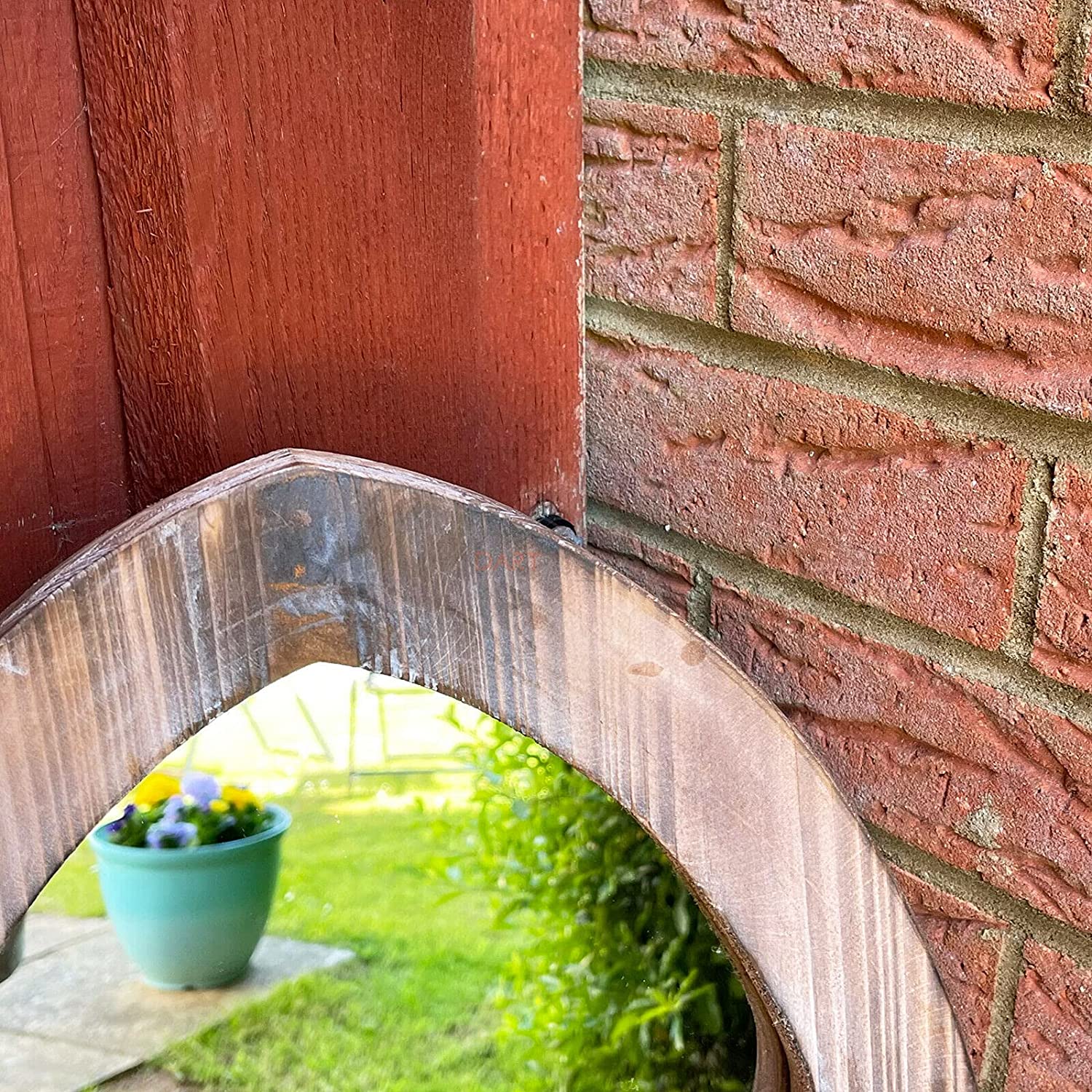 Wooden Gothic Arch Garden Wall Mirror 100cm