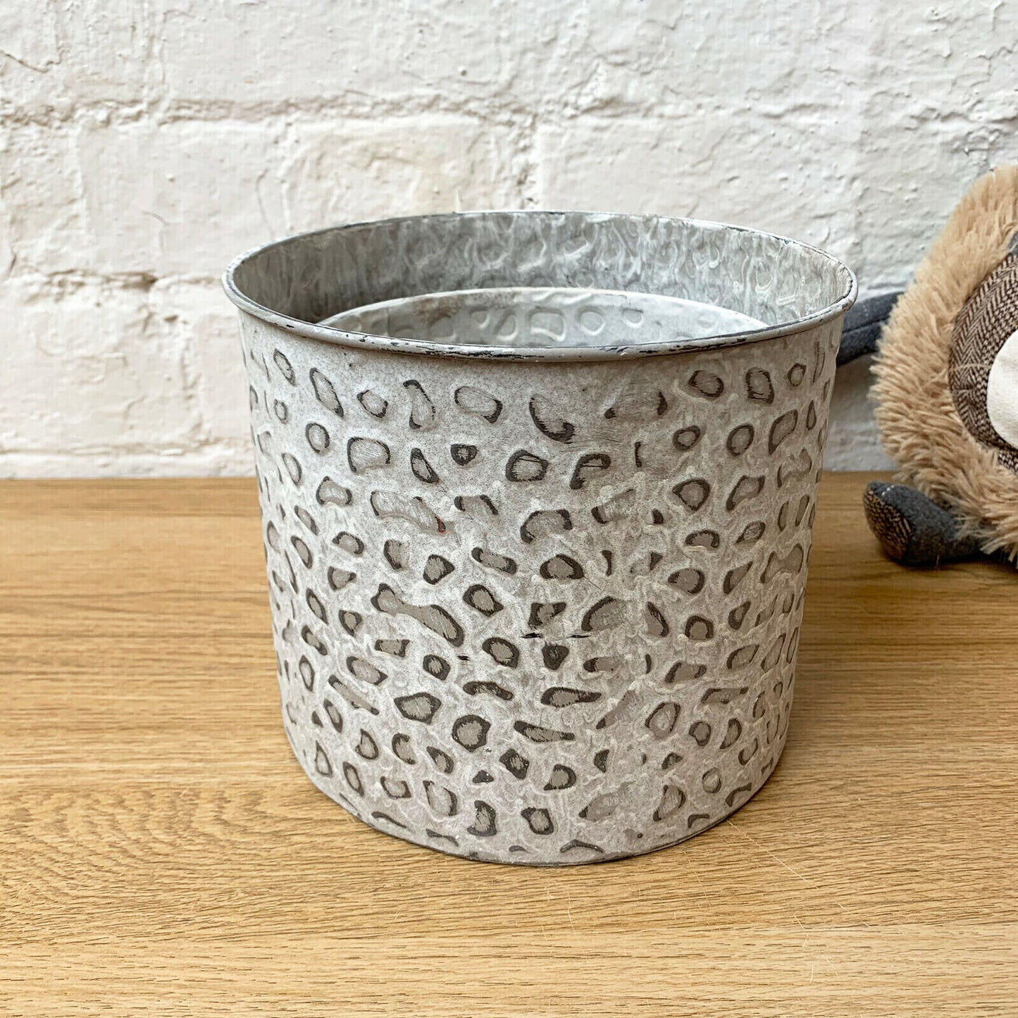 Set Of Metal Leopard Print Plant Buckets