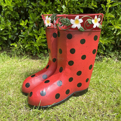 Polka Dot Red Wellies Planter