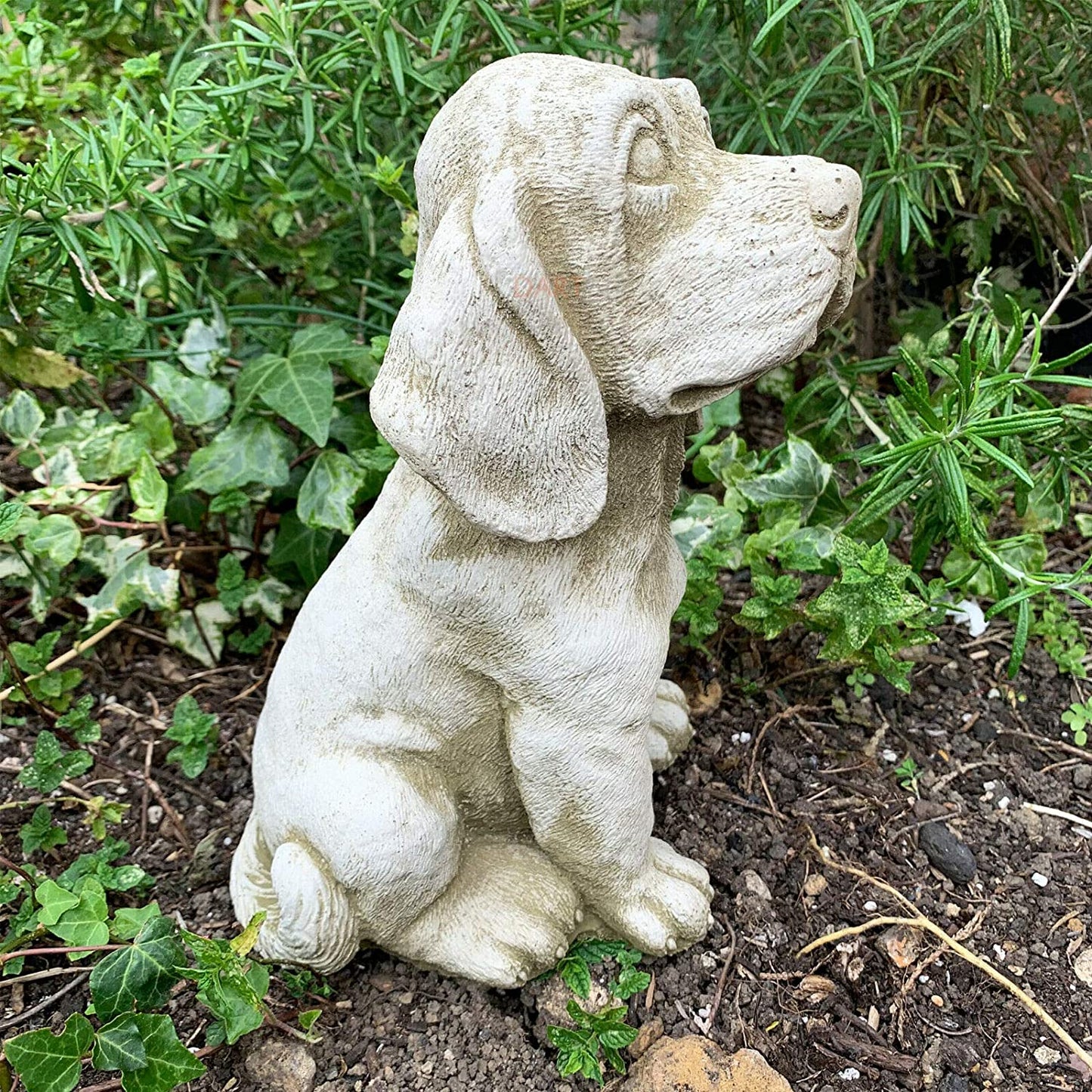 Spaniel-Hundeskulptur aus Stein