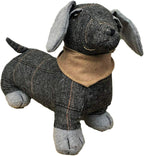 Tartan Grey Sausage Dog Doorstop