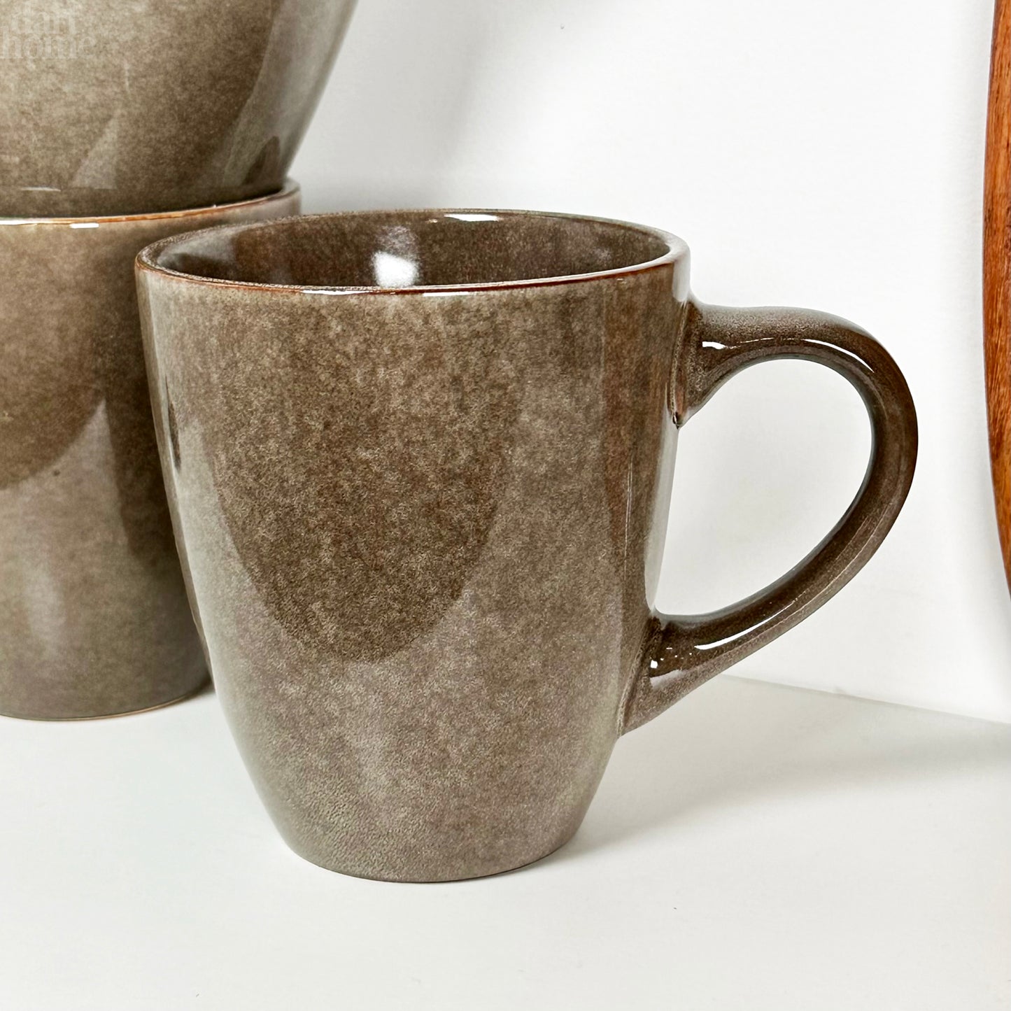 4pc Stoneware Reactive Glaze 400ml Mugs - Brown