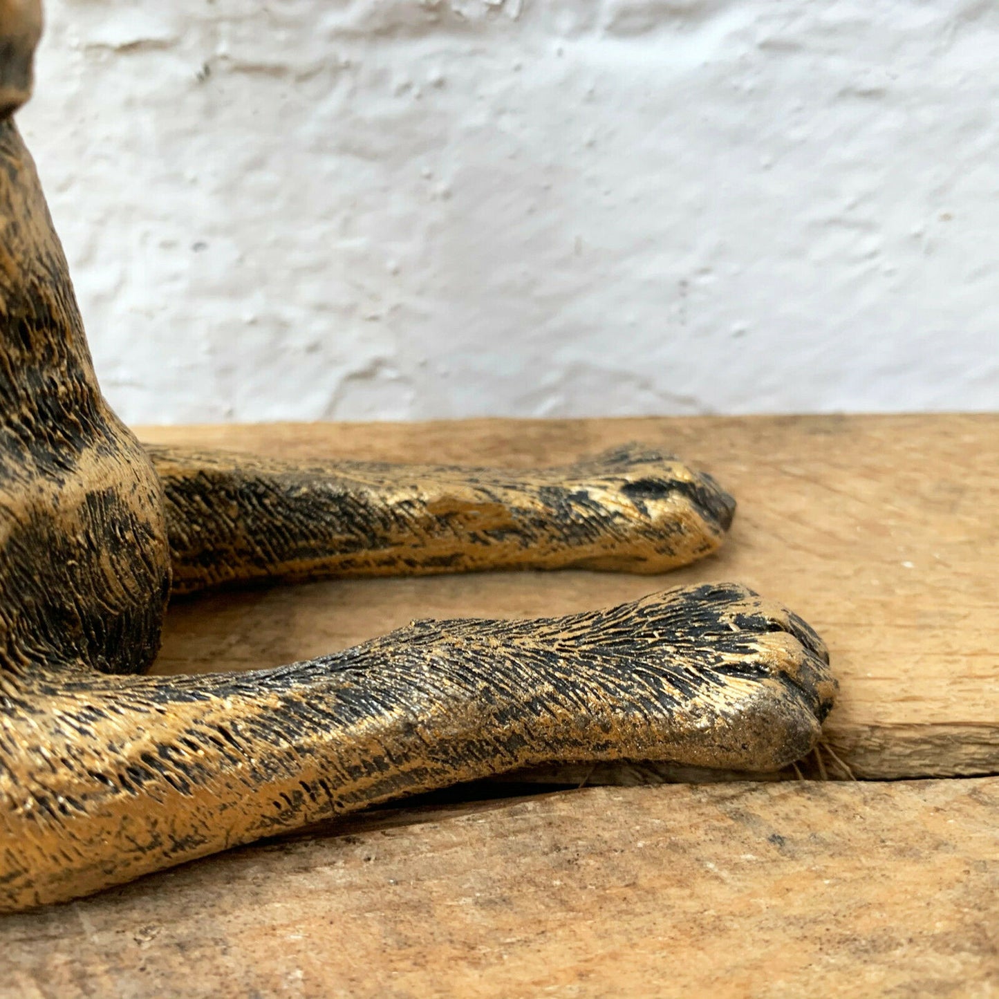 Resin Gold Lying Hare Sculpture 24cm