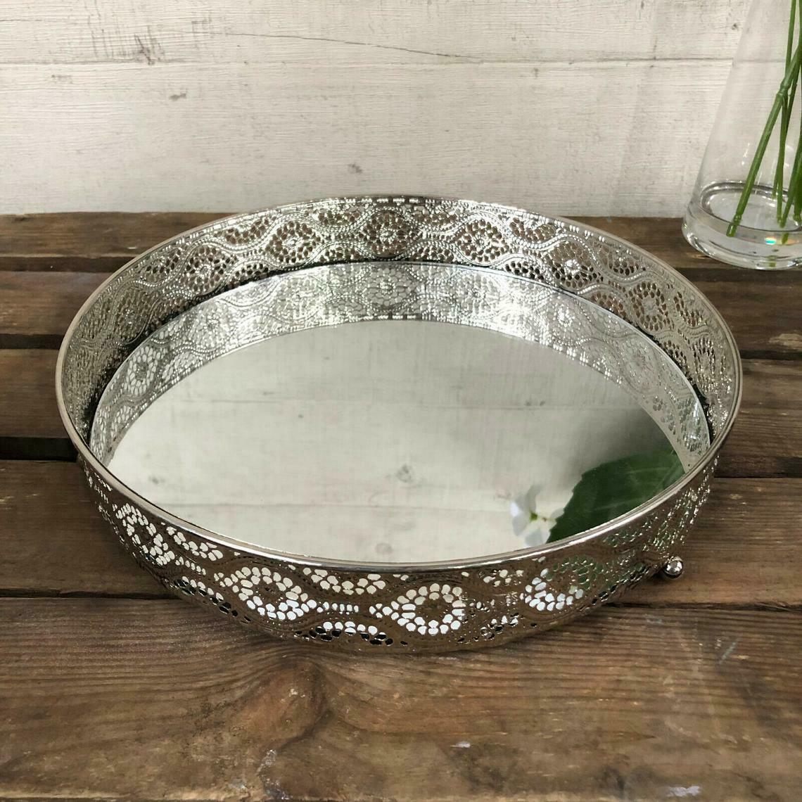 Silver Mirrored Candle Plate