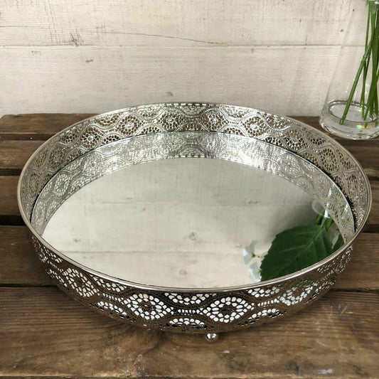 Silver Mirrored Candle Plate