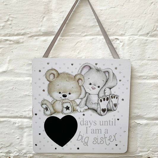 Baby Countdown Chalkboard Plaque - Big Sister