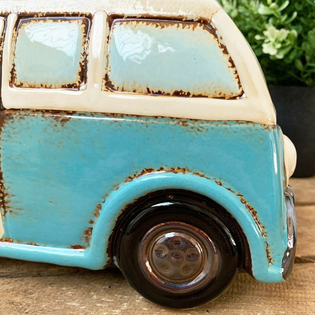 Ceramic Blue Camper Van Plant Pot
