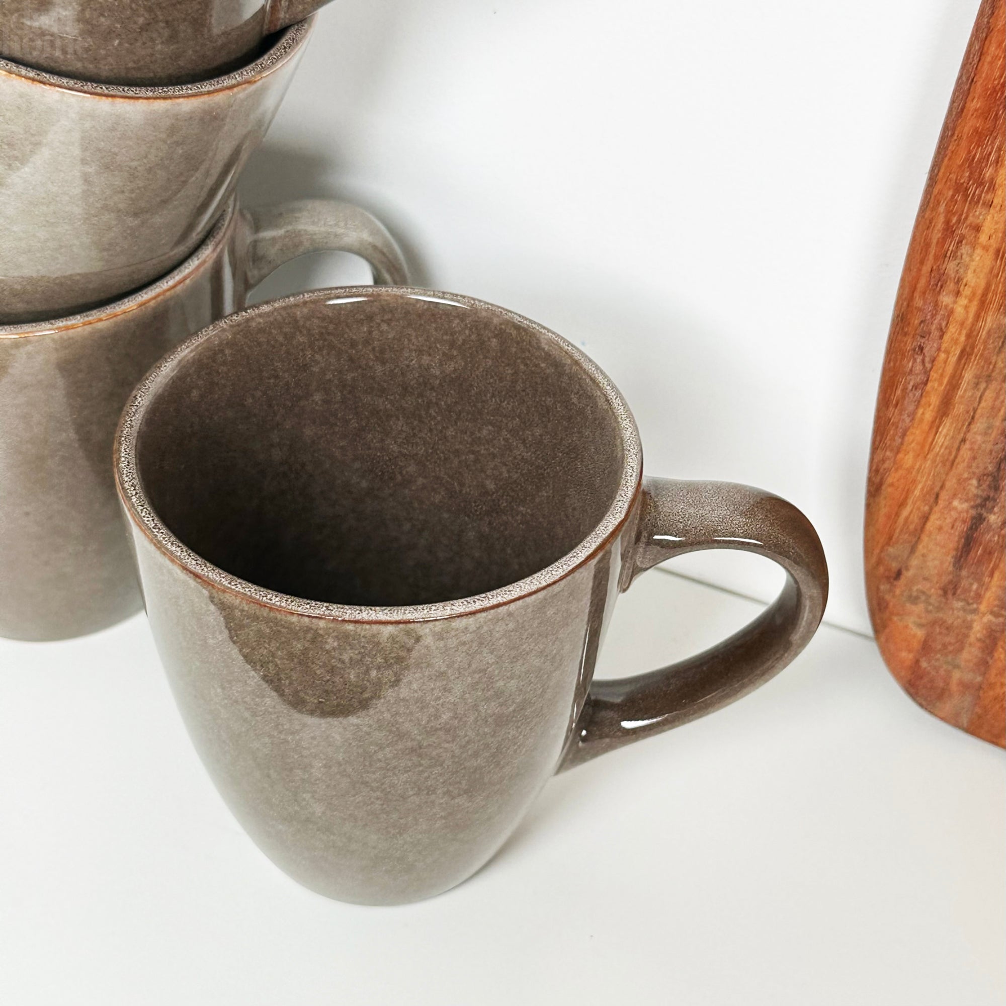 4 Stück Steinzeug Reactive Glaze 400 ml Becher – Braun