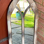 Wooden Gothic Arch Garden Wall Mirror 75cm