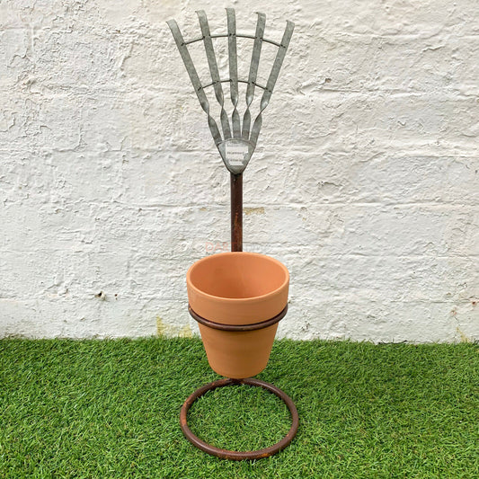 Terracotta Plant Pot With Rake Stand