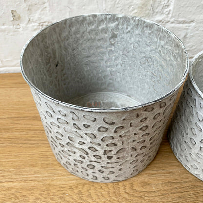 Set Of Metal Leopard Print Plant Buckets