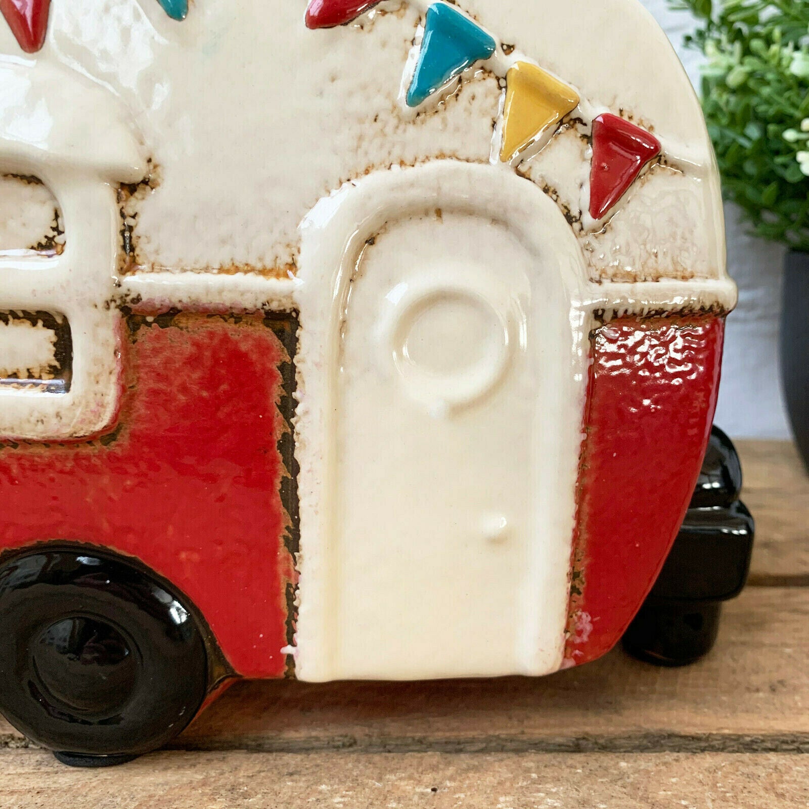 Indoor Red Ceramic Caravan Planter